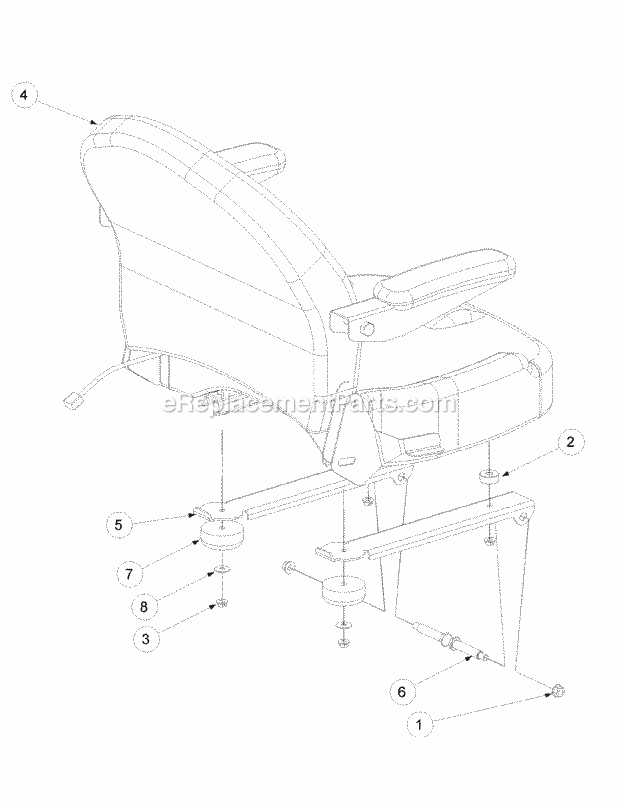 Seat Assembly Diagram and Parts List for M72-KW 53BB5GFZ750 Cub Cadet Sprayer